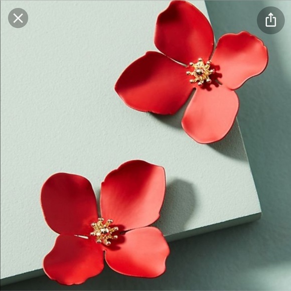 Anthropologie Jewelry - Anthropology Red Poppy Earrings